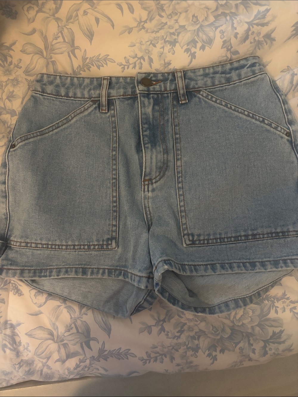 Billabong Light Blue High-Rise Denim Shorts with Patch Pockets